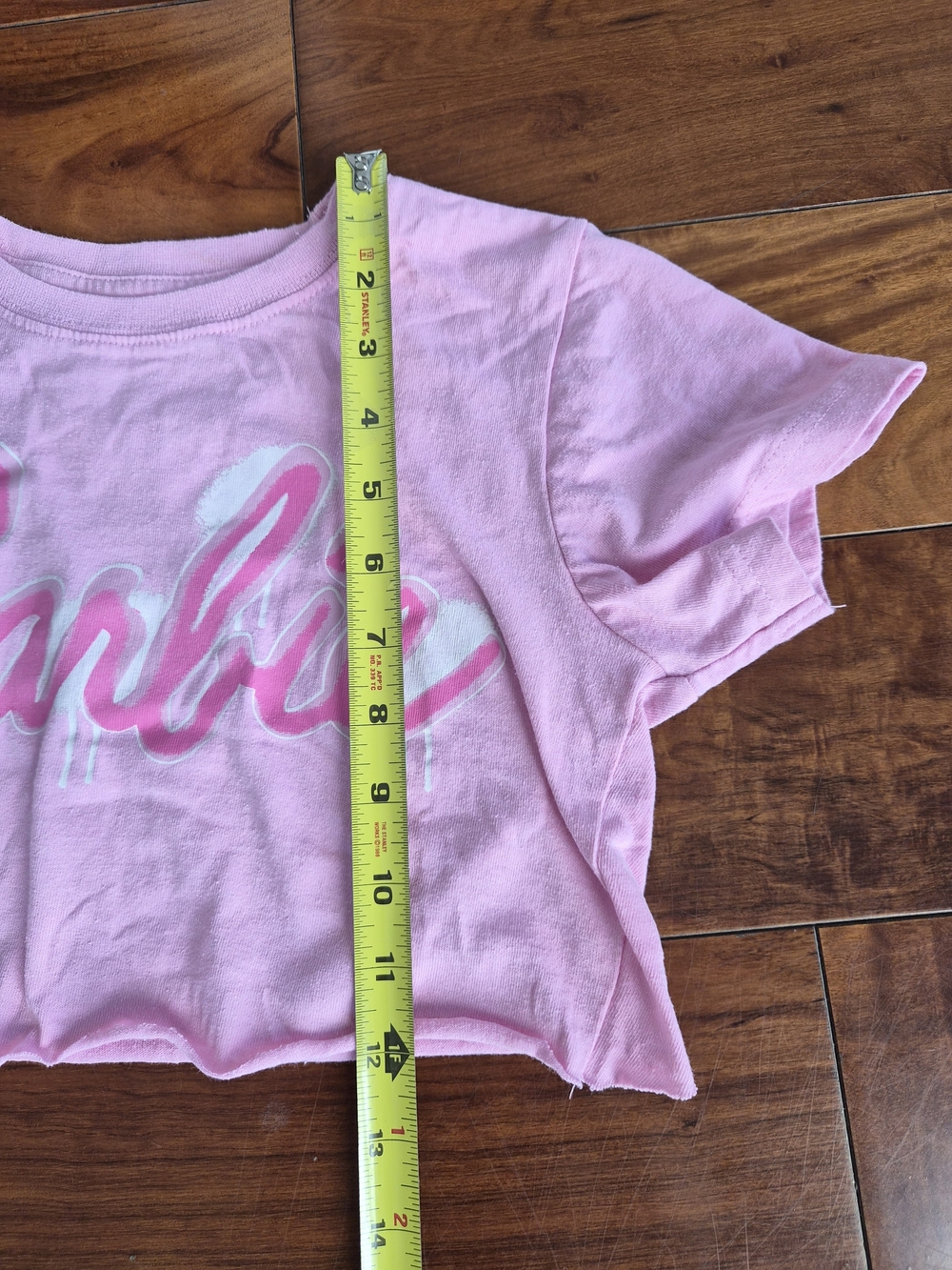 Barbie Pink Graphic Cropped Tee | Custom Raw Hem Top (Fits XS) - Picture 11 of 16